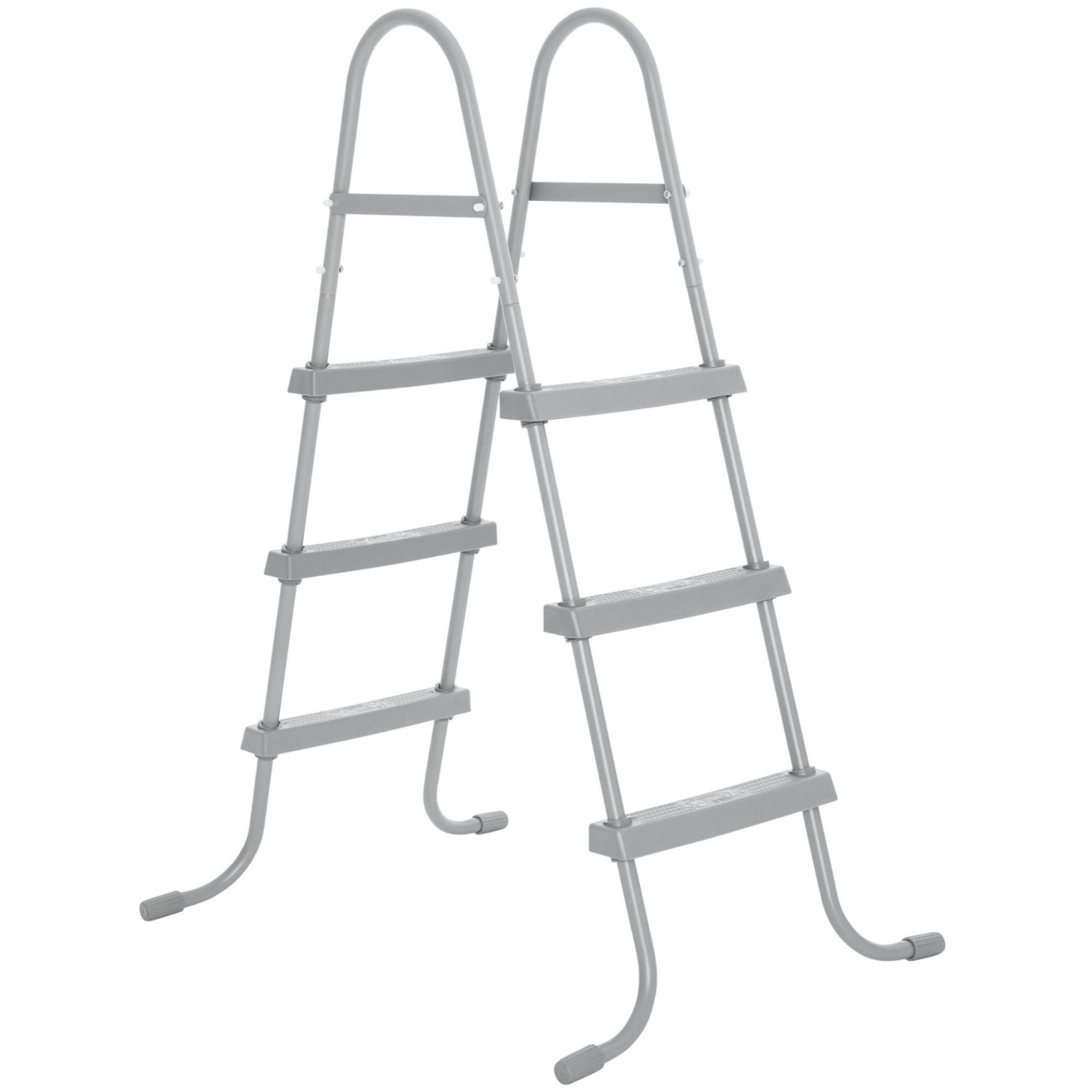 Bestway Above Ground Swimming Pool Ladder 42 Inch Gray Corrosion-Resistant Metal Frame